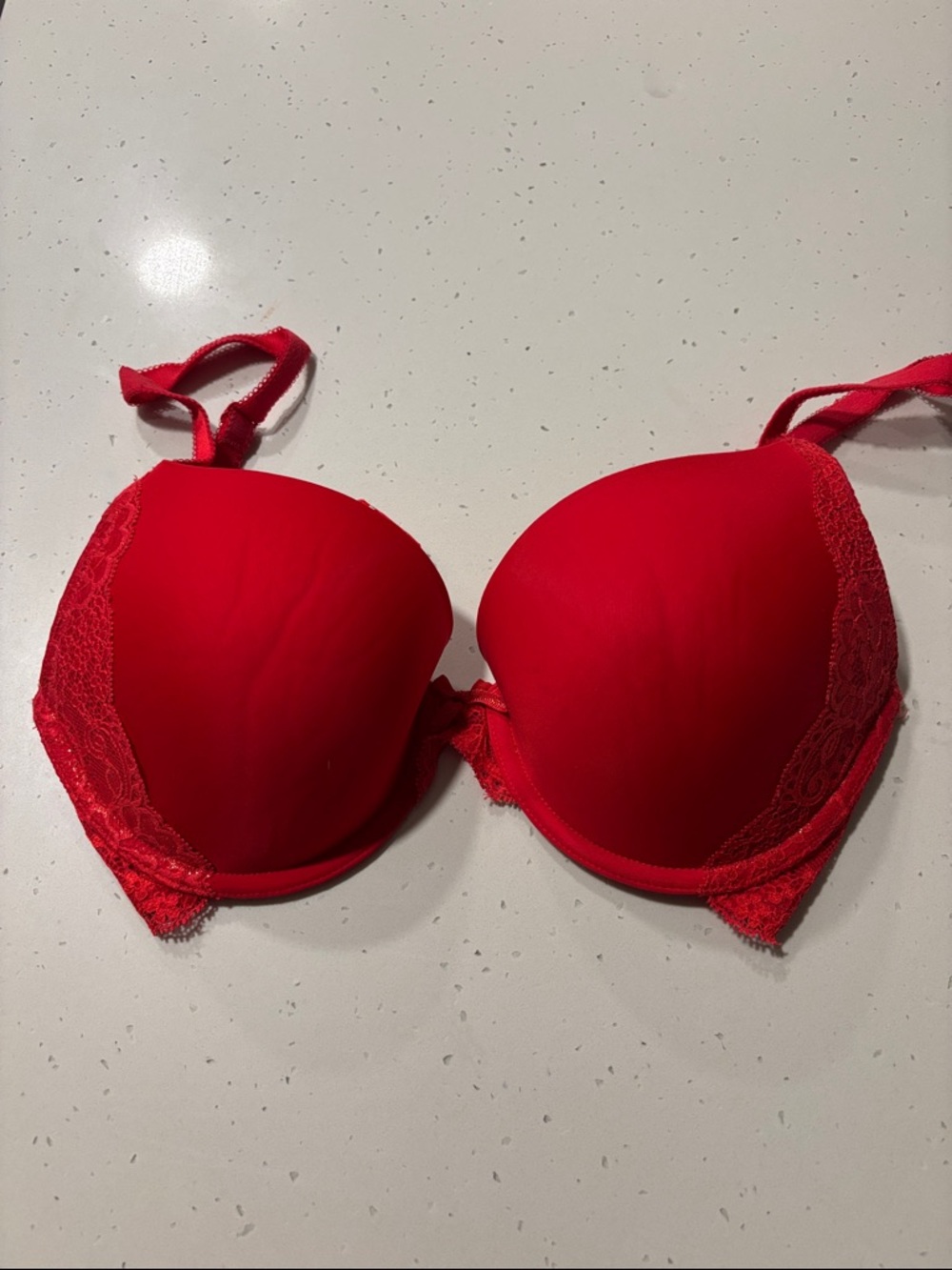 Victoria's Secret Bright Red Lace-Trim T-Shirt Bra